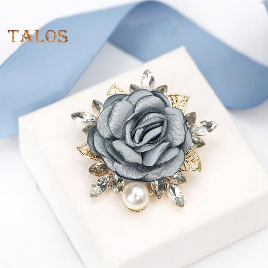 Women Brooch 3D Rose Leaf Faux Pearl Rhinestone Lapel Collar Pin Bag Scarf Hat Decoration Brooch Prom Party Jewelry