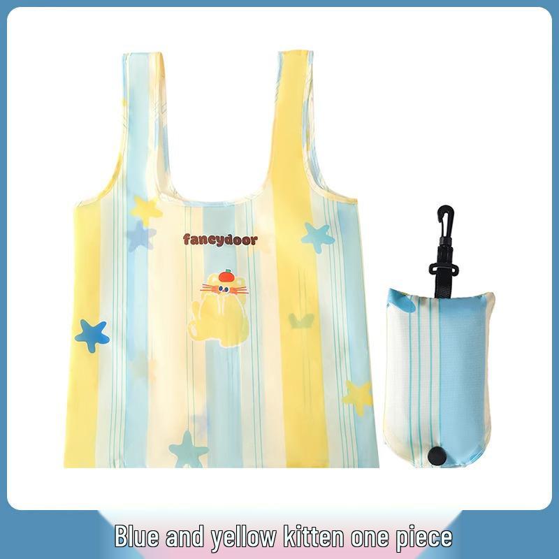 

Экологичная складная сумка-тоут с мультяшным принтом – Большая вместимость, Портативная плечевая сумка для продуктов