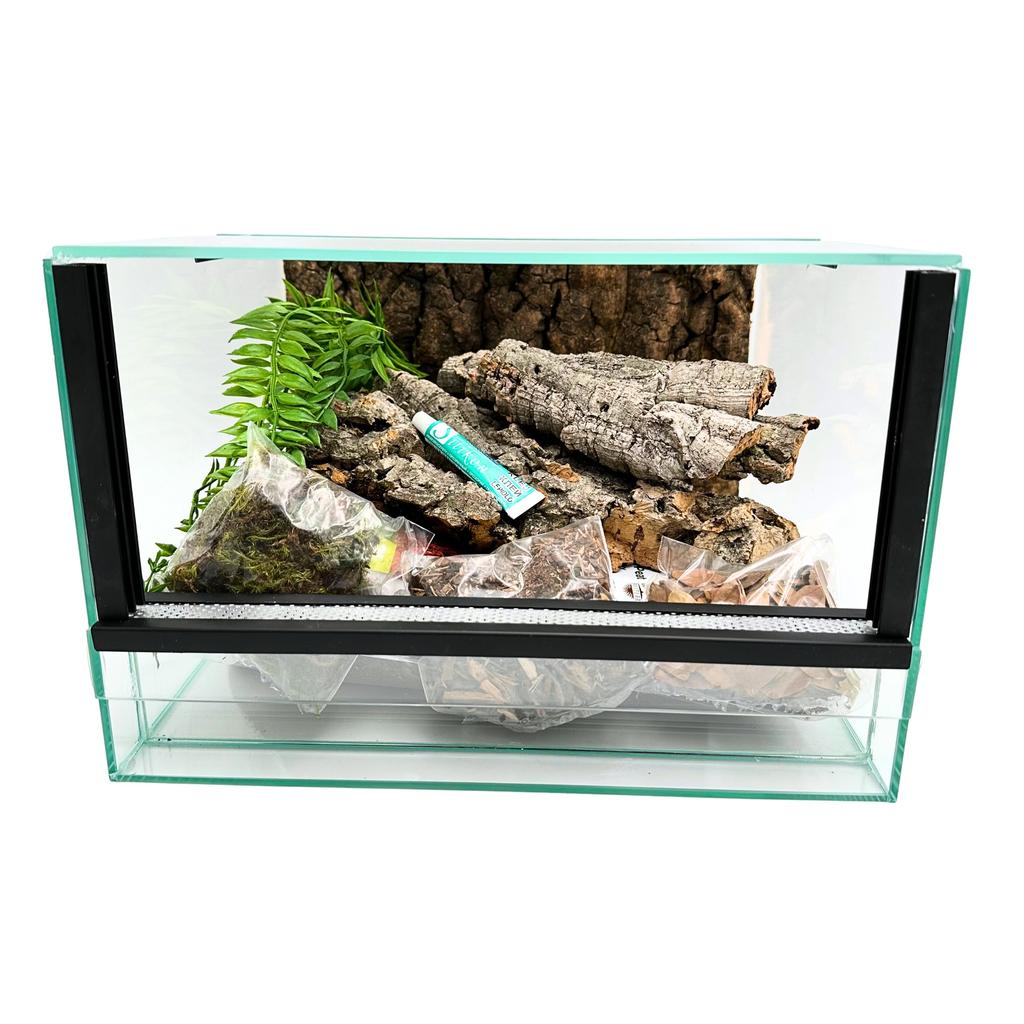Glass Terrarium with Equipment 30x30x20cm Set for Ground Spiders