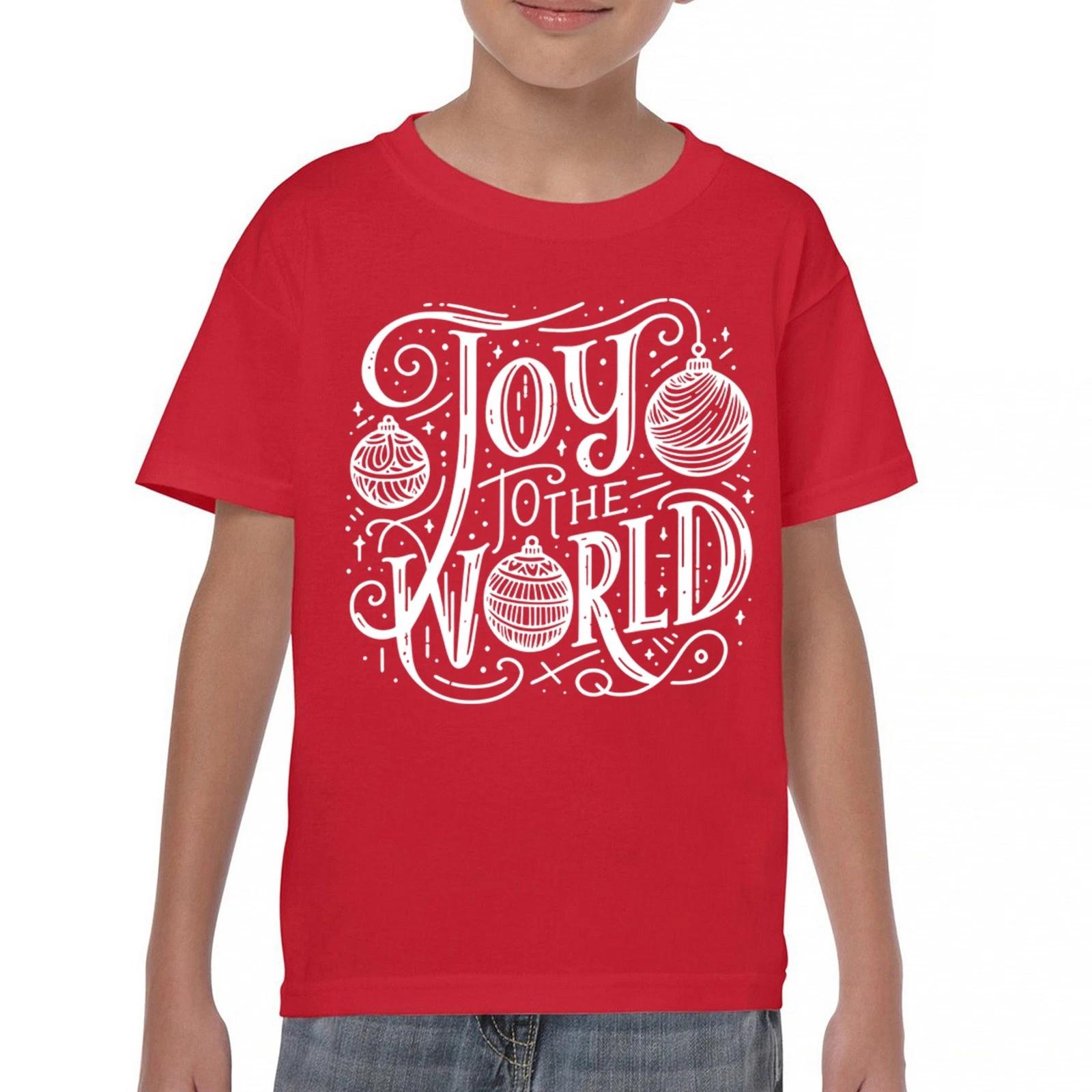 Joy to the World Youth kids boys T-Shirt Christmas Ornats Holiday Cheer Jolly Kids 150