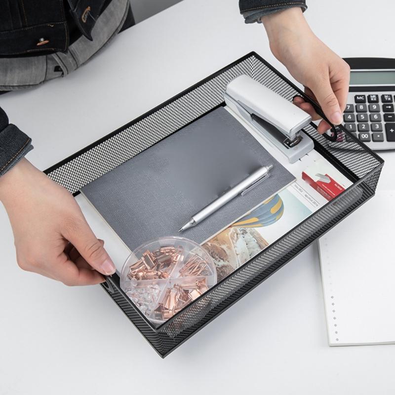 Metal Mesh Desk Organizers File Organizer with Handle Desk Drawer Organizer Tray School Office Supplies for Students