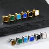Trendy Natuursteen Oorbellen voor Mannen Jongens, Roestvrij Staal Anti-allergie Vierkante Stud Oorbellen, Unisex Piercing Sieraden Cadeau