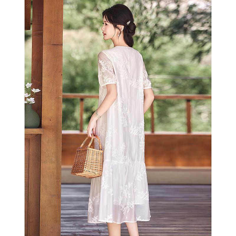 Women's New Chinese Style Short-Sleeve Mid-Length Dress