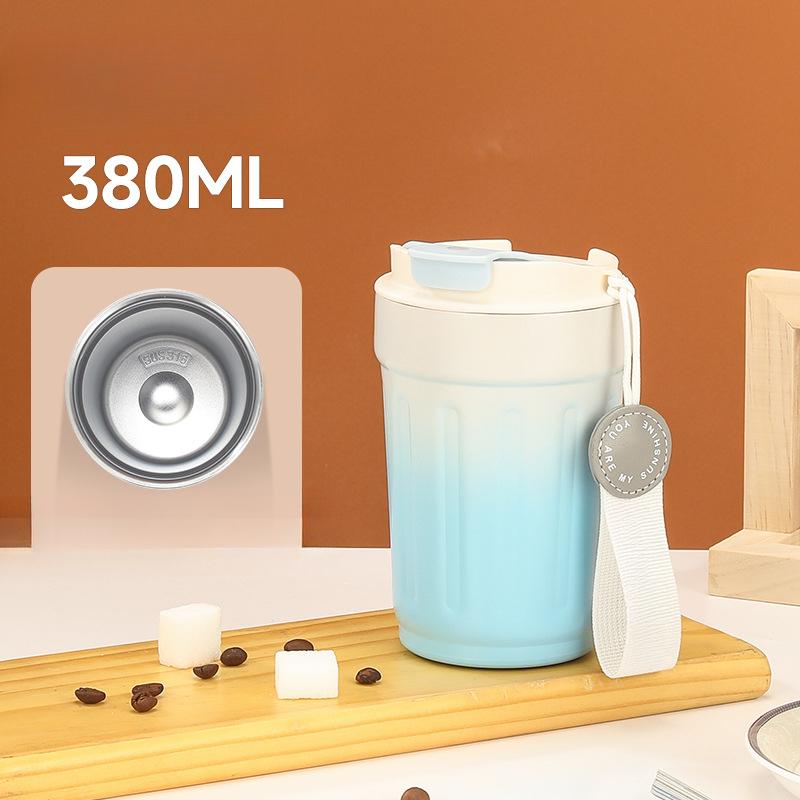 316 Stainless Steel Mug Ceramic Liner Coffee Cup Stripe Gradient Student Portable Water Cup