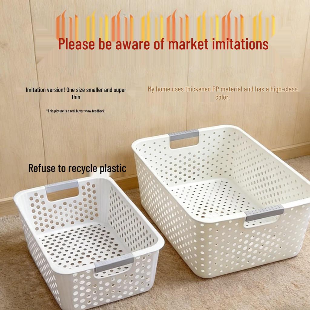 Japanese-Style Snack & Sundries Organizer: Large Plastic Basket for Kitchen, Cabinet, or Desktop Storage.