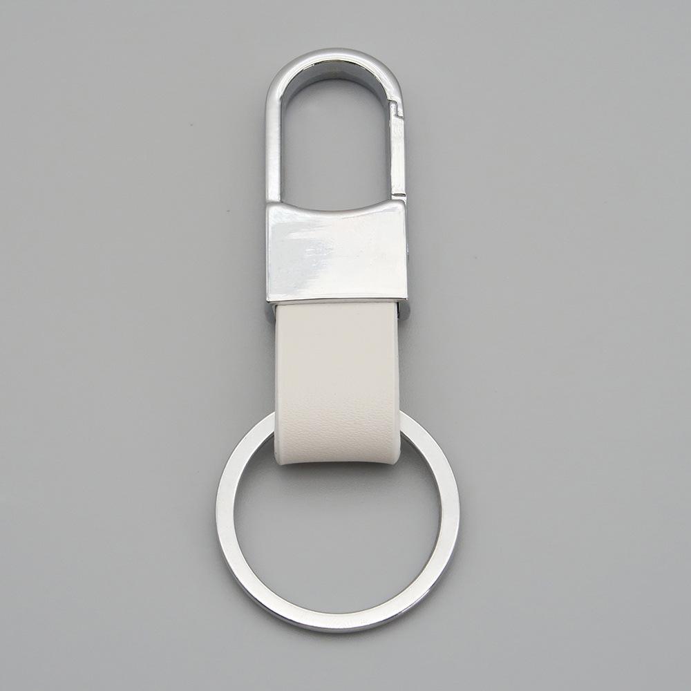 Metal and Genuine Leather Car Keychain with Customizable Laser-Engraved Logo