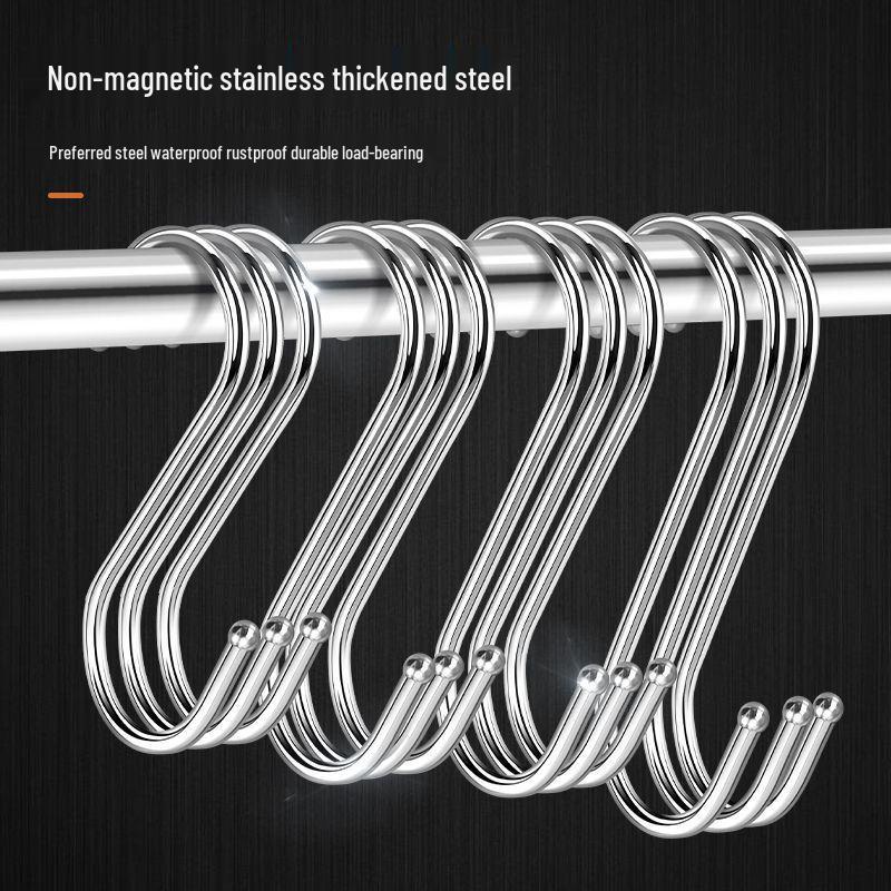 Multi-functional Stainless Steel S-shaped Hook for Kitchen, Bathroom, Dormitory, or Student Desk Use