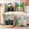 Fashion Illustration Cushion Cover Soft Plush Fabric Double-Sided Printed Sofa Cushion Cover for All Seasons Home Decor Gift