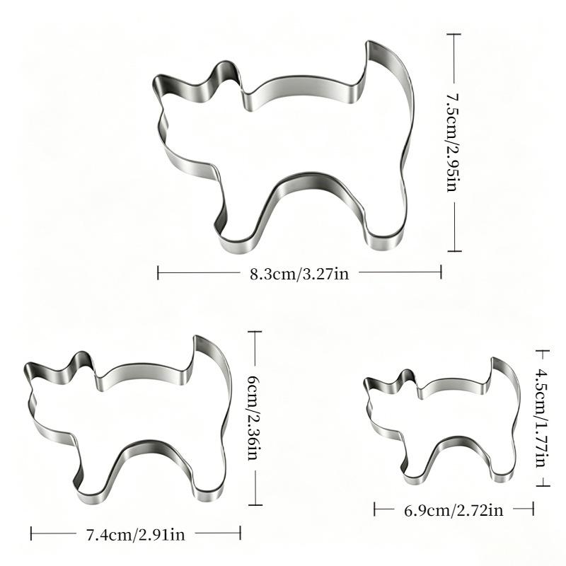 3 Pcs Halloween Cookie Cutter Set Stainless Steel Pumpkin Ghost Bat Molds Smooth Edges For Home Diy Baking
