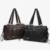Fashionable Women's Rivet Tote Bag, Retro Washed Water Spicy Girl Commuting Single Shoulder Crossbody Motorcycle Bag