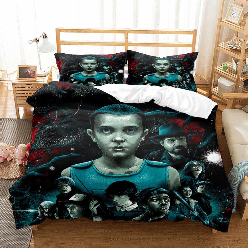 Three-Piece Home Textile Quilt Cover Four-Piece Stranger Things 3D Digital Printing Quilt Cover Pillowcase Bedding