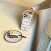 Korean Style Striped Heart Magnetic Mirror Case for iPhone 15/14/16/17 Pro Max