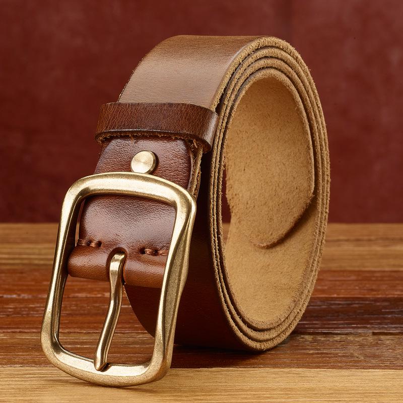 Men s Genuine Leather Cowhide Belt - Retro, Versatile, Trendy Korean Style for Casual Wear 130cm
