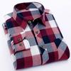 Camicia Casual da Uomo a Quadri Camicia a Maniche Lunghe Spazzolata Trend Taglie Forti