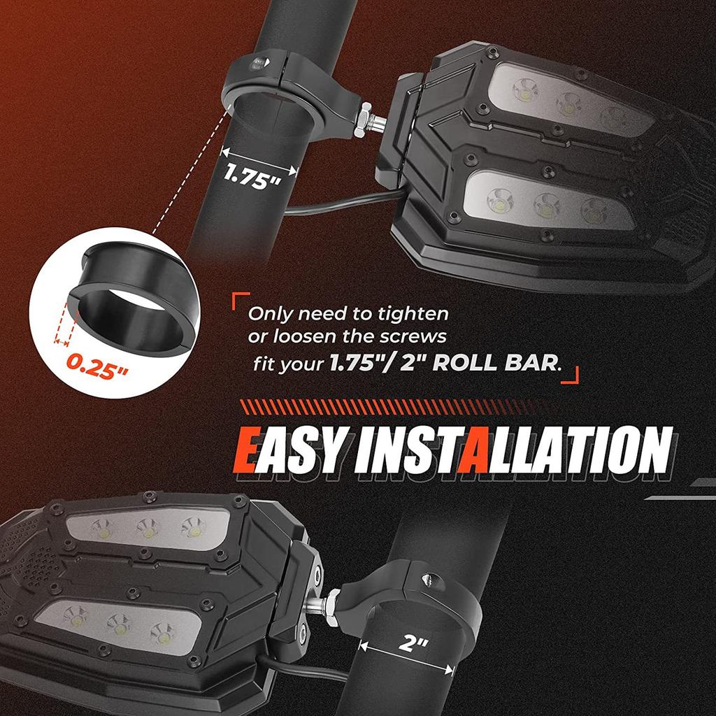 High Quality Rearview Mirror Side View Mirrors Backup Mirrors Adjustable Side Mirror Lights Rearview Mirror For  Can AM Maverick X3