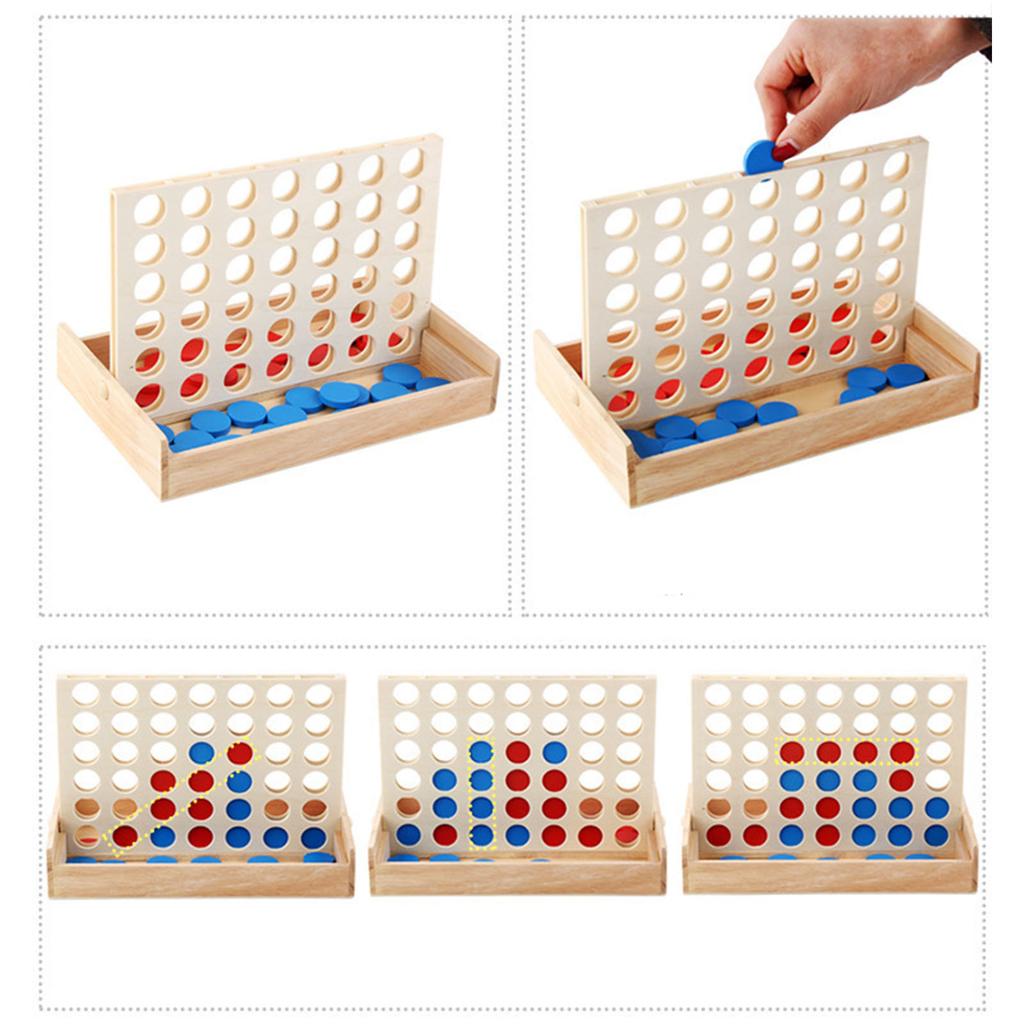 Vier Gewinnt Brettspiel Puzzle Frühe Bildung Interaktiv Holz Vier in einer Reihe Brettspiel für Kinder