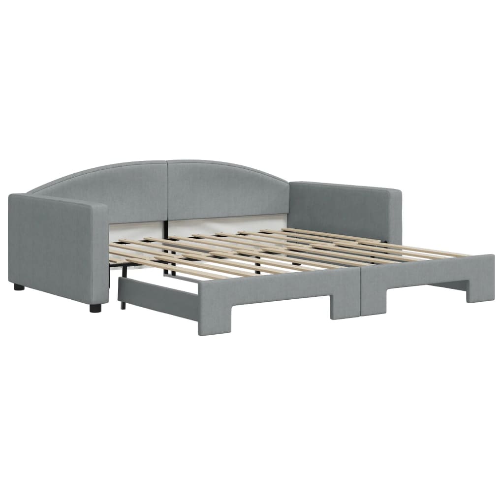 Daybed Extendable Light Grey 100 X 190 Cm Fabric