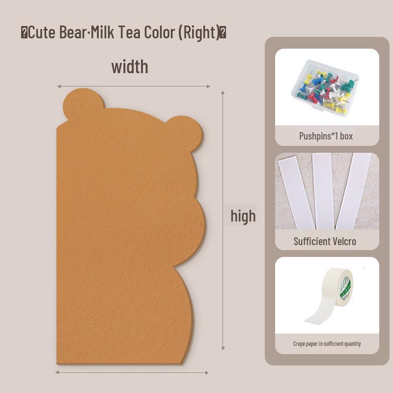 Little Bear Cork Board: Punch-Free Felt Display for Creative Living Room Décor