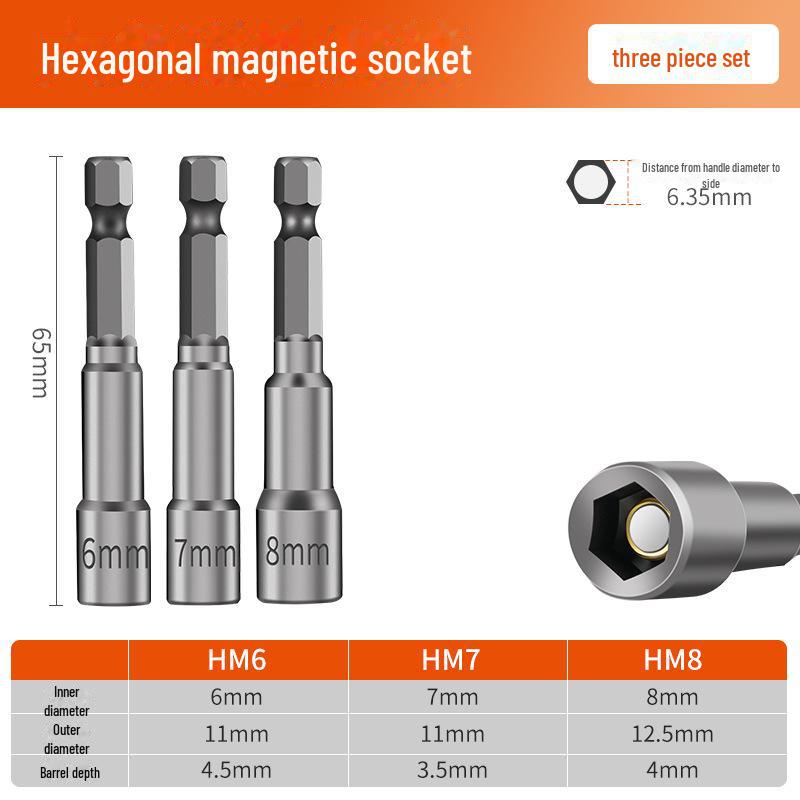 8mm Magnetic Hex Socket Head Drill and Wrench Tool Set