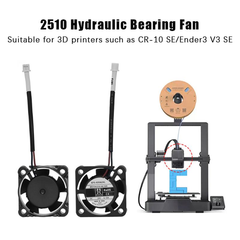 Dla Cr-10 Se / Ender 3 V3 Se 2510 Osiowy Wentylator Chłodzący DC 24V Wentylator Turbo Akcesoria do Drukarek 3D Wentylator Chłodzący z Łożyskiem Hydraulicznym