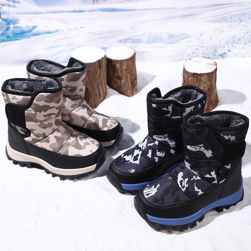 Winter Children's Fashionable Velvet Warm Casual High Top Cotton Shoes Ice Claw Snow Boots Mountain Climbing Cotton Boots 31-40