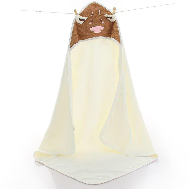 Soft Hooded Cotton Baby Cape Towel - Thick, Absorbent, & Cute Cartoon Design
