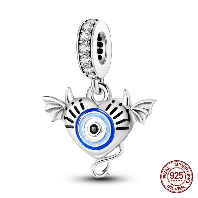 Original 100% Copper Blue Zircon Devil Eye Series Charms Fitoriginal Bracelet Diy Jewelry Making Women Gift