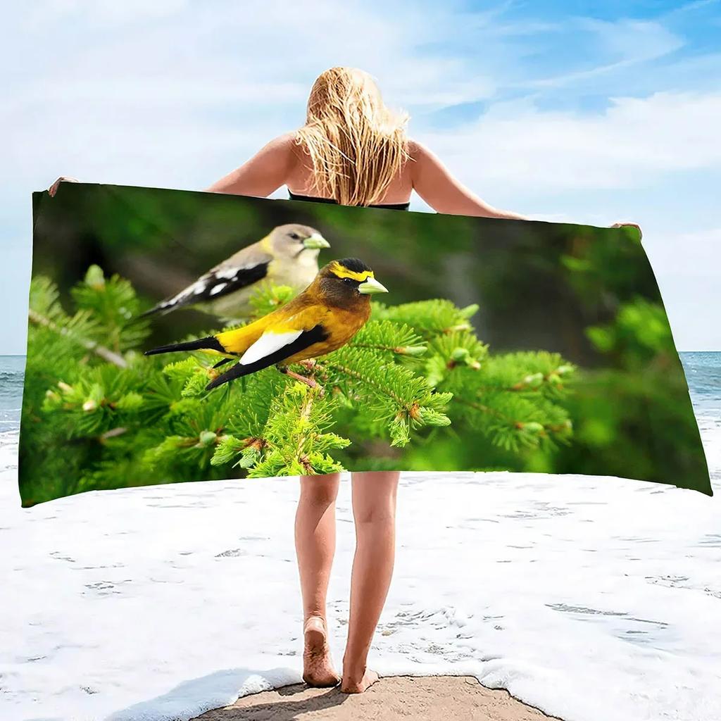 Bird Microfiber Beach Towel Soft Highly Absorbent Decorative Towel Lightweight Compact Beach Accessories for Bathroom Beach Spa