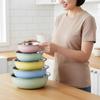 5 Pieces Bowl Set with Colander Multicolor Metal Wash Bowls Nested Stainless Bowls Nestable Design Colorful Kitchen Bowl Set