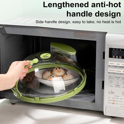 Microwave Food Cover with Water Steamer Integrated Handle Splatter Guard Plate Covers Kitchen Gadgets Accessories