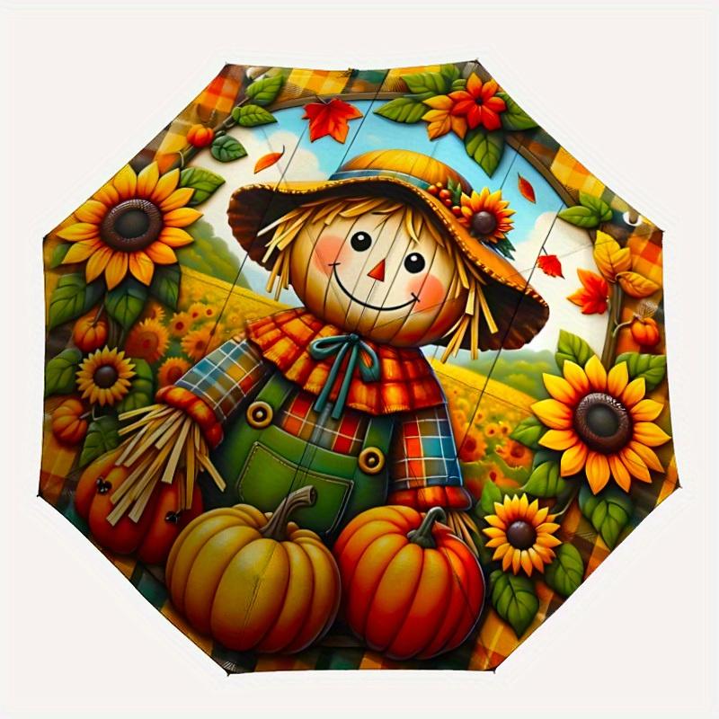 

1pc Scarecrow Fall Decor Automatic Umbrella 8-Bone Design Compact Gear for Outdoor Travel, Perfect Holiday Gift yy250827069