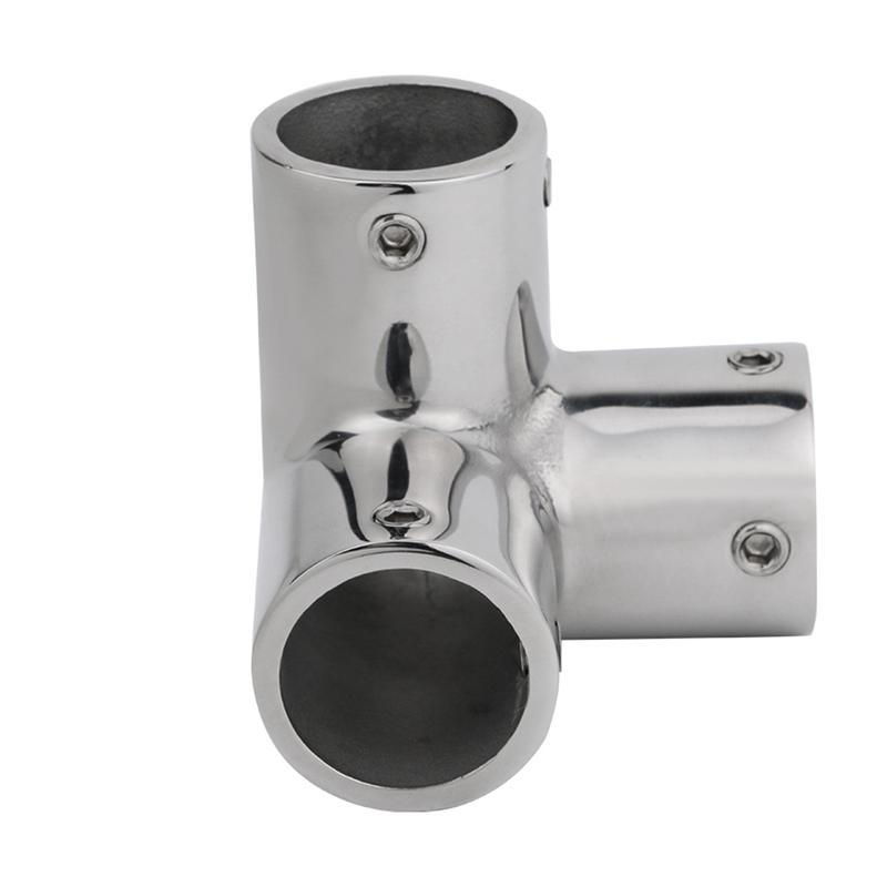 Marine 316 Stainless Steel Rail Fittings 90° 3 Way Corner Elbow Tubing Boat Handrail Fitting 22/25/30/32mm Marine Hardware