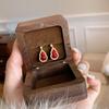 Double-Sided Rock Sugar Gourd Necklace Pendant Niche Enamel Glazed Fulu Ring Premium Red Diamond Stud Earrings Women