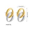 Creative Gold Plated Stainless Steel Round Geometric Earrings for Women Statement Geometric Studs Fashion Jewelry Waterproof