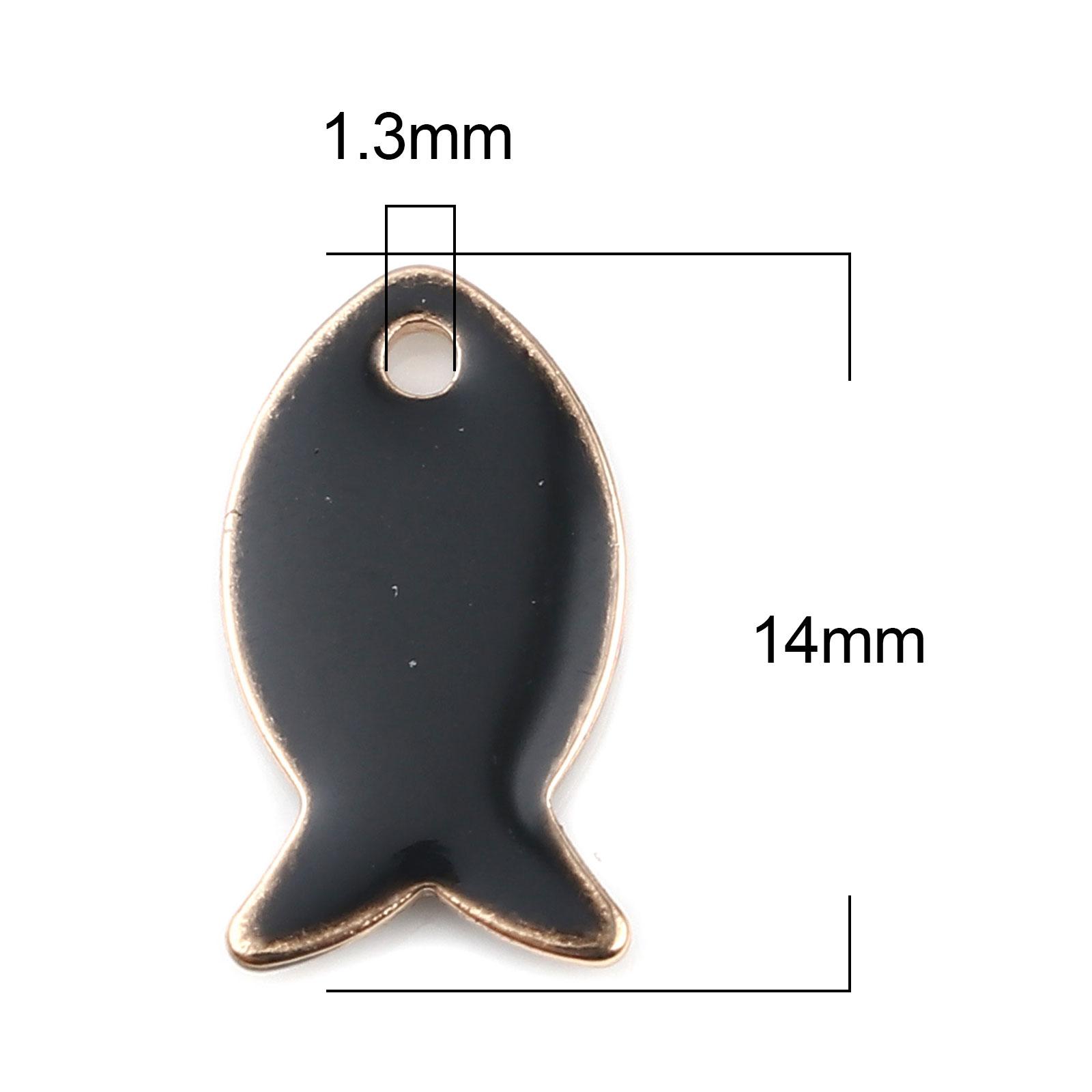 

10PCs Copper Double Sided Small Fish Enamelled Sequins Charms Pendant For Jewelry Making Findings Gold Color Setting 14mm x 8mm