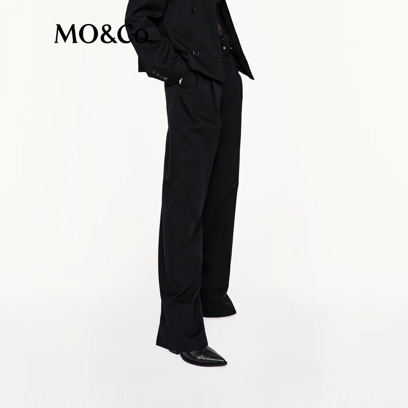 MO&Co. High-Waist 100% Wool Straight Trousers