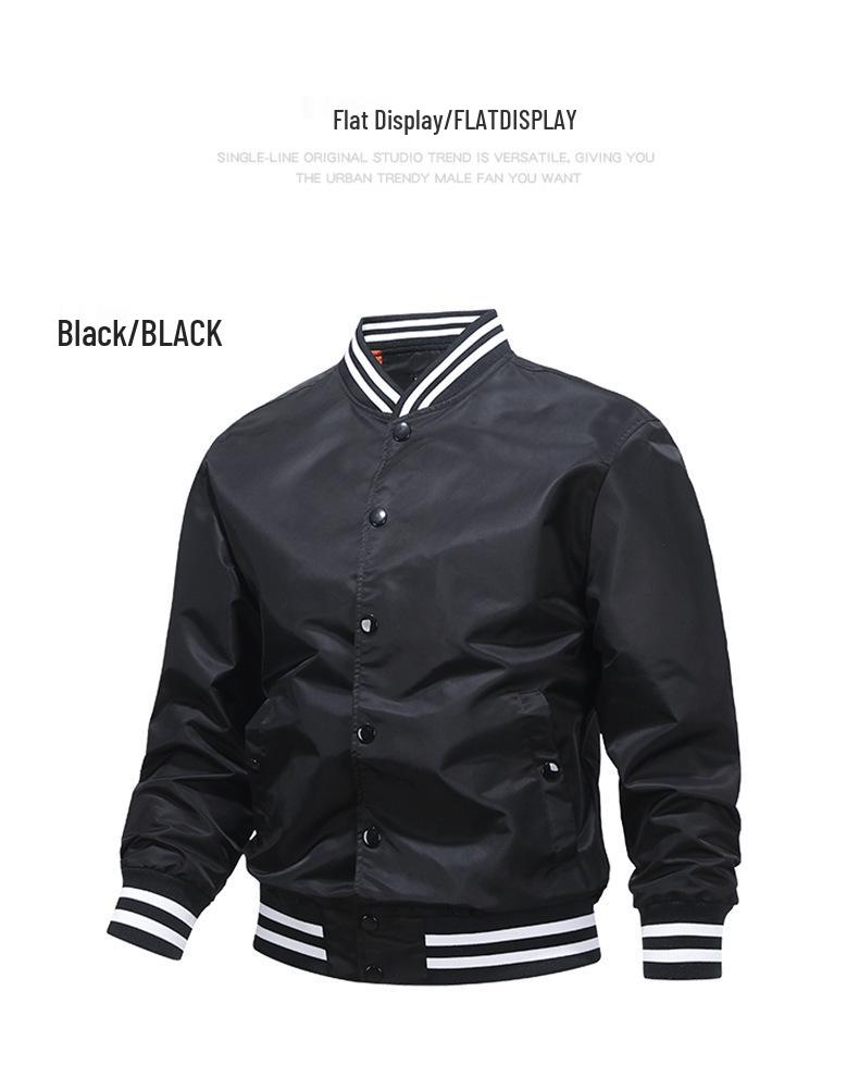 Men's Color-Blocking Baseball Pilot Jacket with Cotton Lining - Casual American-Style for Couples