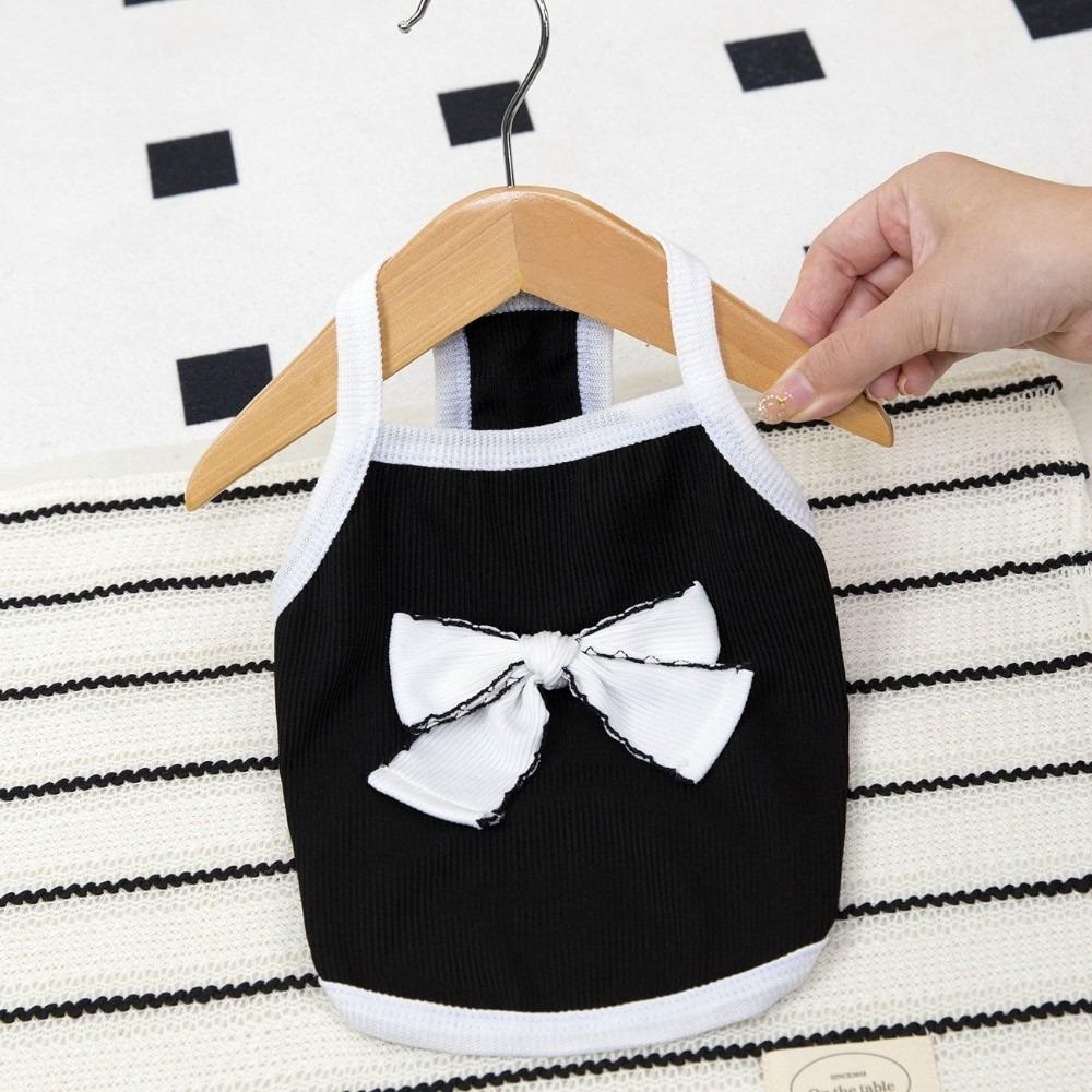 Thin Edition Pet Bow Vest Sun Protection Pet Short Sleeved Shirt Cat Camisole Vest  for Small Pets