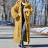 Cardigan con cappuccio da donna a tinta unita, vestibilità larga, lunghezza lunga, con bottoni a monopetto