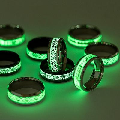 Mode Leuchtenden Drachen Ring Retro Edelstahl Fluoreszierende Ring Plus Größe Paar Schmuck Für Männer