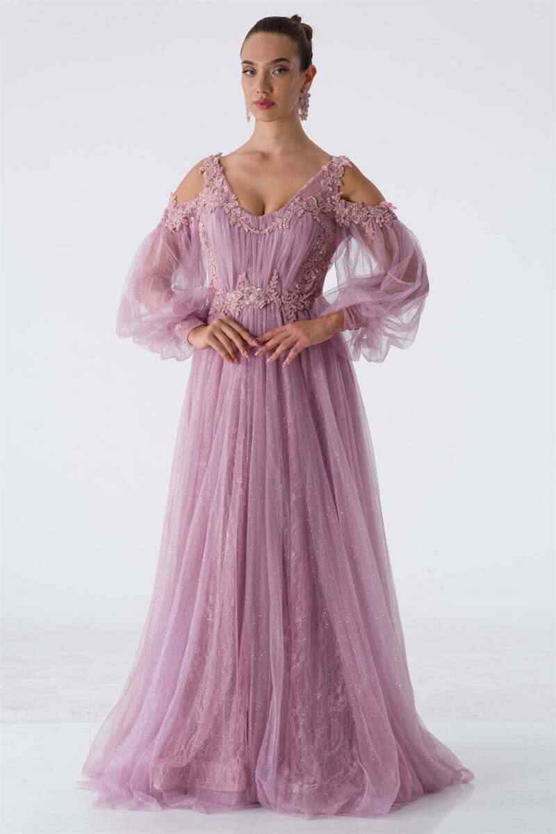 

Вечернее Платье Из Пышного Гипюра Из Тюля Лаванда ARZ