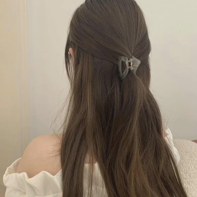 Transparent Triangle Coffee Hair Clip for High Ponytails