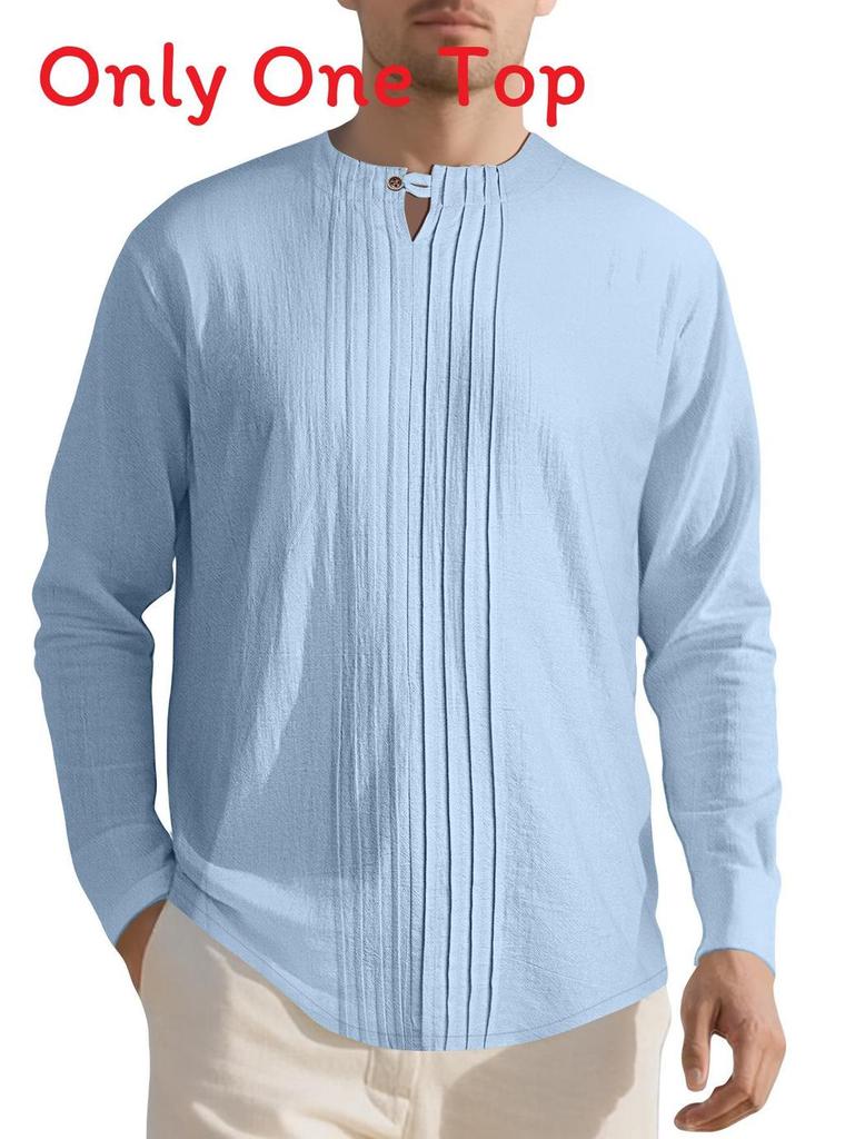 Cotton Linen Blend Crew Neck Sweater For Casual Men Summer
