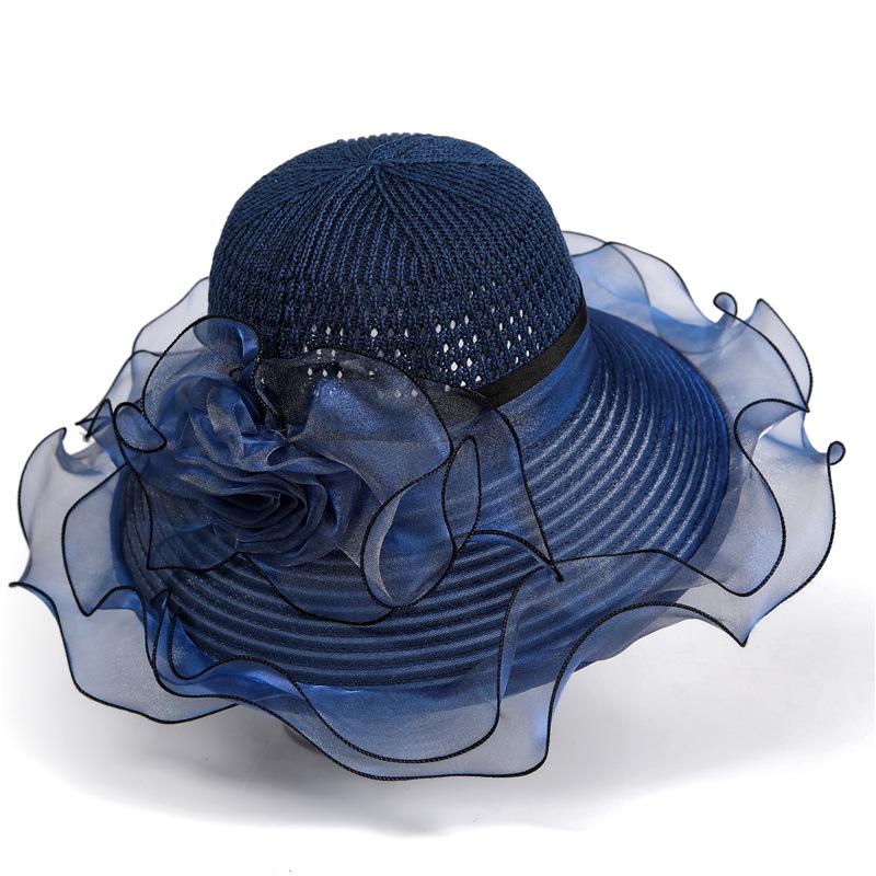 Summer New Hat Ladies Sunscreen Hat Elegant Mother High Sense Sunshade Top Hat Breathable Organza Bucket Hat