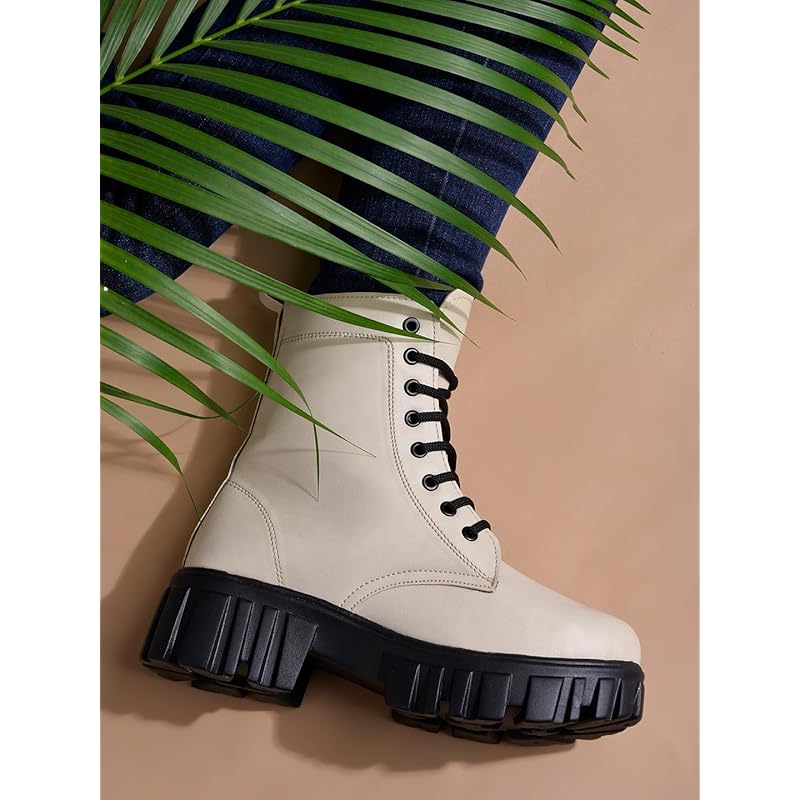 

Shoetopia Casual Mid Top Cream Boots For Women & Girls /Eu36 3 UK бежевий