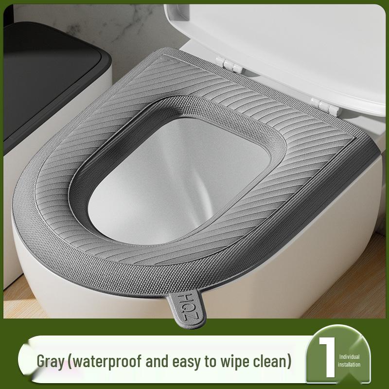 Four-Season Waterproof Toilet Seat Cushion with Lid and Thickened Pattern Cover