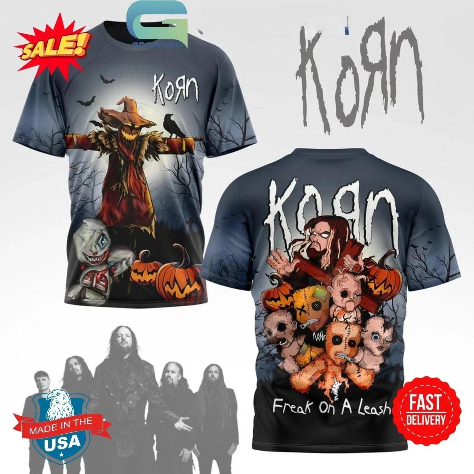 Korn Freak On A Leash In Fall Season 3D T-Shirt Gift For Fan PP2831 L