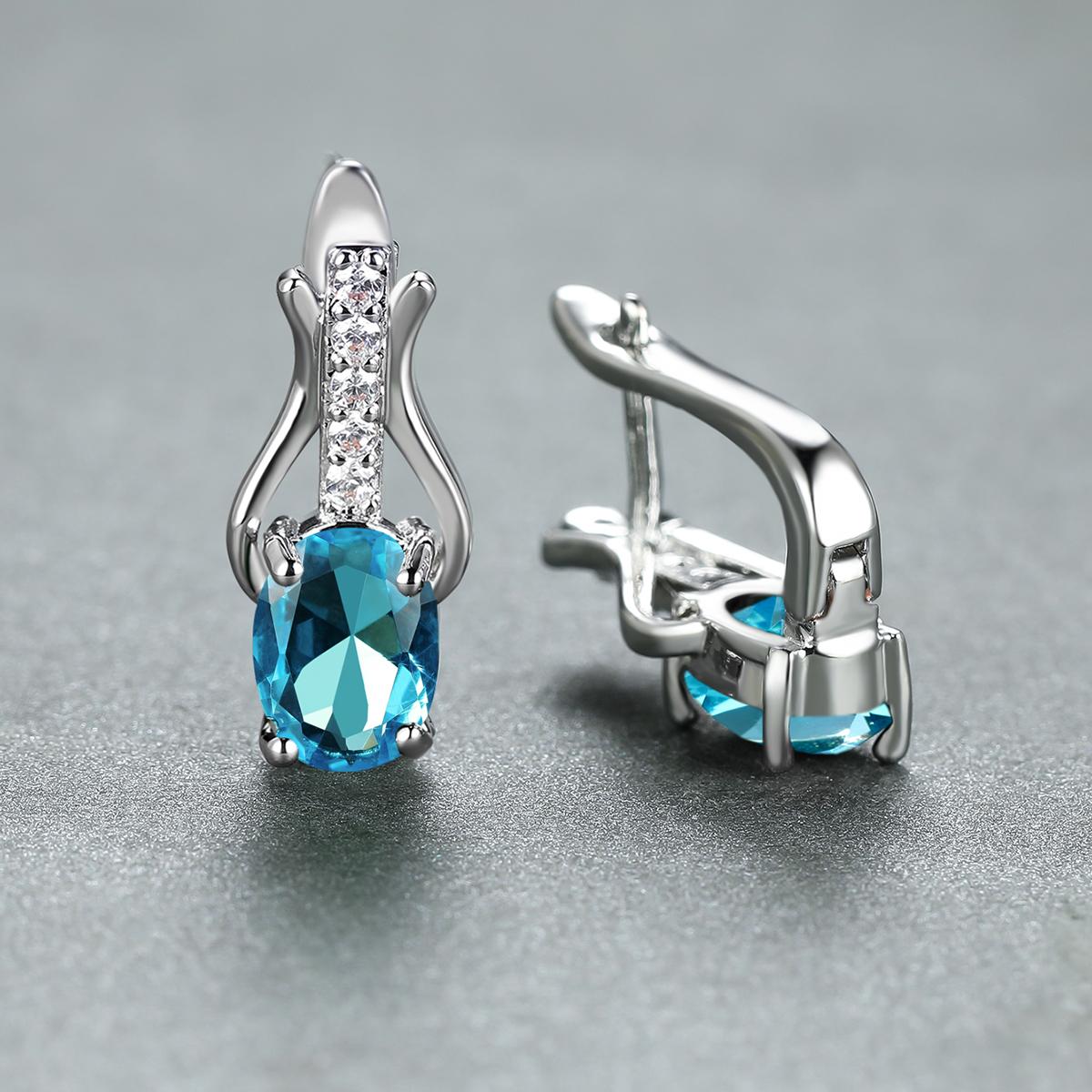 

Серьги цвета розового золота овальной огранки Красный Белый Черный камень Женские свадебные украшения Роскошные серьги-гвоздики с фианитом для женщин Серьги-капли цвет морской волны/серебряный