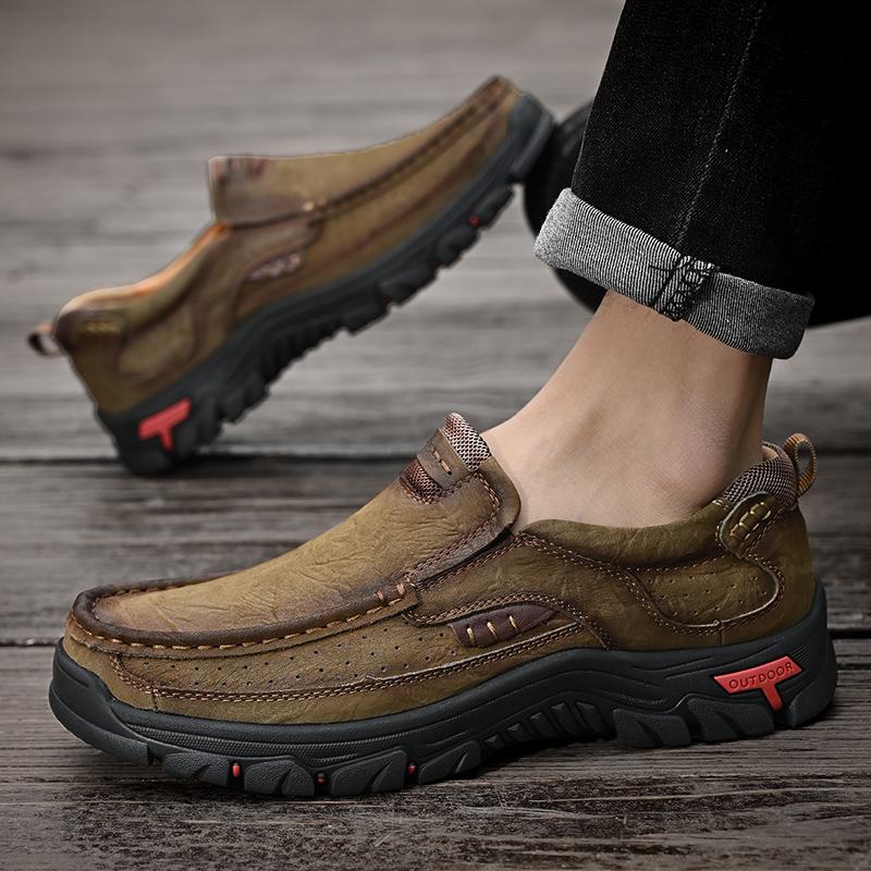 Handgefertigte Echte Lederschuhe Herren Freizeitschuhe Komfort Flache Schuhe Mokassins Werkzeugschuhe