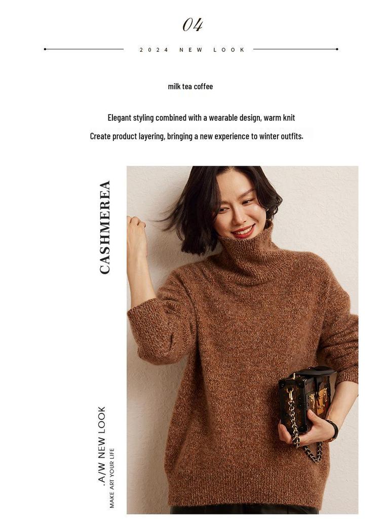 Cozy Cashmere Turtleneck Sweater: Soft, Thick Knit for Autumn & Winter